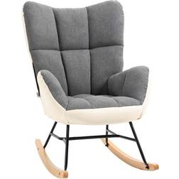 Homcom Wingback Grey/Cream Rocking Chair 98cm