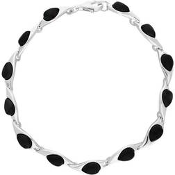 Whitby Jet Abstract Bracelet - Silver/Black