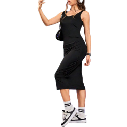 Shein Sport Streetz Women Black Long Casual Sporty Tank Dress Sport Dress