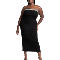 Eloquii Rhinestone Fitted Knit Dress - Black Onyx