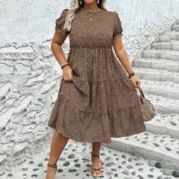 Shein Plus Leopard Print Ruffle Hem Dress For Summer
