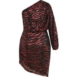 City Chic Sequin Stripe Dress Plus Size - Ruby