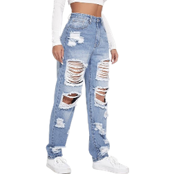 Shein Ezwear Ripped Detail Boyfriend Jeans