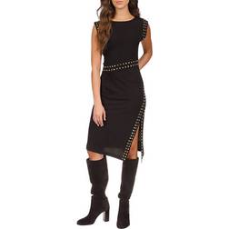 Michael Kors Women's Astor Studded Side-Slit Midi Dress - Black