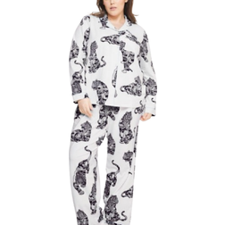 Chelsea Peers Lotus Tiger Print Long Pyjama Set - Cream