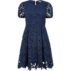 Yumi Lace Skater Dress - Navy