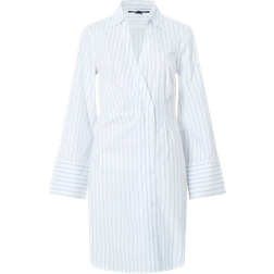 French Connection Isabelle Striped Poplin Shirt Dress - Linen White/Cashmere