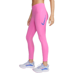 NIKE Fast Women's Mid Rise 7/8 Running Leggings With Pockets - Playful Pink/Hyper Royal