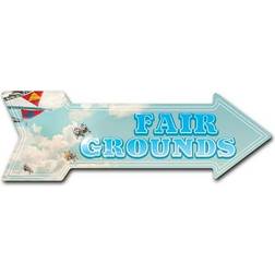 SignMission Fair Grounds Arrow Blue/White Wall Decor 30x10"