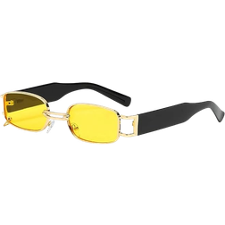 Hmsanase Unisex Small Rectangle Sunglasses - Gold/Yellow