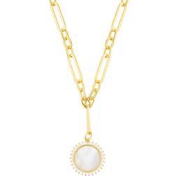 Adornia Halo Pendant Necklace - Gold/Mother of Pearl/Transparent