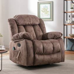 Ebern Designs 35" Compact Rocker Recliner Brown Armchair 39.4"