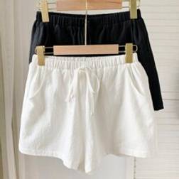 Shein Women's Summer Linen Shorts Black And White Two Piece Set
