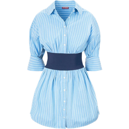 Staud Michelle Dress - Azure Pinstripe