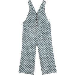 White Stuff Viola Crop Linen Dungaree - Green Print