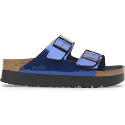 Birkenstock Arizona Flex Platform Birko-Flor Patent - Steel Dark Blue