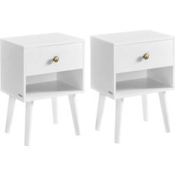 Vasagle With Drawer And Solid Wood Legs Cloud White 1 Bedside Table