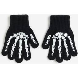 H&M Printed Gloves - Black/Glow In The Dark (1181065001)