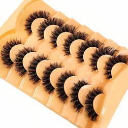 Shein PairsPack Natural Thick Fluffy Volume False Eyelashes Dramatic Messy Mink Lashes Wispy Long D Volume Lasting Wispy False Eyelash Strips Foxy Eye Lifti