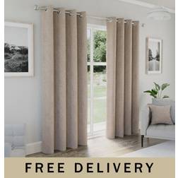 Enhanced Living Austin Natural Eyelet Textured Curtains 117 cm x 137 cm