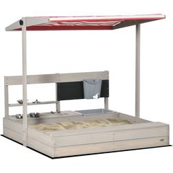 OutSunny Wooden Sandbox with Canopy Grey 30.5 x 116 x 20cm