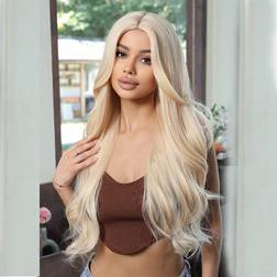 Shein One Piece Long Wavy Blonde Synthetic Wig With Bangs