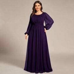 Shein Plus Lantern Sleeve Ruched Waist Chiffon Formal Dress