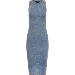 PixieGirl Racer Neck Midi Dress - Blue Acid Wash