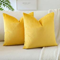 Shein Velvet Throw With Gradient Effect Square Case Pillow Case Yellow (40x40cm)