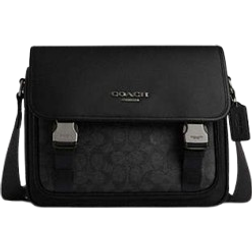 Coach Racer Messenger In Signature Canvas - Gunmetal/Charcoal/Black