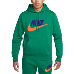 Nike Men's Club Fleece Pullover Hoodie - Malachite/Safety Orange