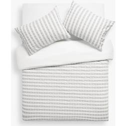 John Lewis Chunky Washed Cotton Seersucker Grey Pillow Case White, Grey (75x50cm)