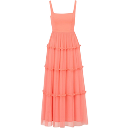 Adrianna Papell Knit And Mesh Midi Dress - Coral Coast