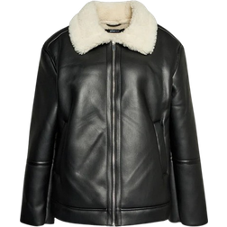 Gina Tricot Shearling Jacket - Black/White