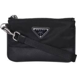 Prada Læder Clutch Taske med Aftagelig Strop - Sort