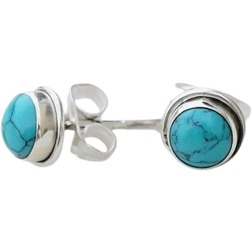 Shein 1pair Round Turquoise Stud Earrings Vintage Wedding Engagement Party Gift For Women/girls