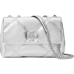 Tory Burch Small Kira Metallic Diamond Quilt Convertible Shoulder Bag - Silver