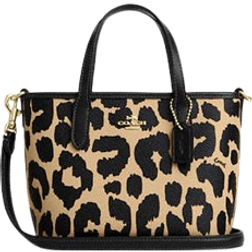 Coach City Mini Tote Bag With Leopard Print - Gold/Leopard Multi