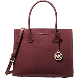 Michael Kors Mercer Large Pebbled Leather Accordion Tote Bag - Red