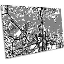 Williston Forge Sydney Australia Map Minimalistic B&W White/Black/Grey Wall Decor 76.2x50.8cm