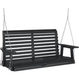 vidaXL Garden Swing Bench With Metal Chains Black Solid Wood Fir
