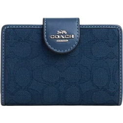 Coach Medium Corner Zip Signature - Silver/Denim/Dark Denim