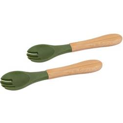 Tiny Dining Bamboo Baby Weaning Forks with Silicone Tip 2-pack