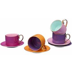 WERNS Fancy Colors Cup with Saucer Pink/Rose/Purple/Orange Dekoration 4st