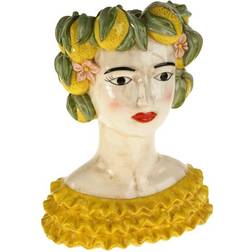 WERNS Sicilian Female Bust Lady Lemon Yellow/Green Vase 34cm