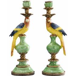 WERNS Parrot Green/Blue/Yellow Candle Holder 39.5cm 2pcs