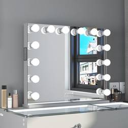 Fenchilin Hollywood Vanity Music Mirror with 14 LED Lights 80x65CM White One Size