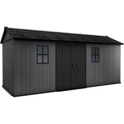 Keter Newton Plus Horizontal 17x7.5 Ft Plastic 2 Door Shed With Floor & 2 Windows (Building Area )