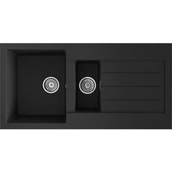 Liquida ELL15BL 1.5 Bowl Comite Reversible Inset Black Kitchen Sink With Wastes
