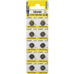 Vinnic L1121 G8 LR55 Button Coin Alkaline Battery 10-pack